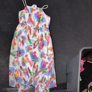 Colorful Parrot Print Kids Dress